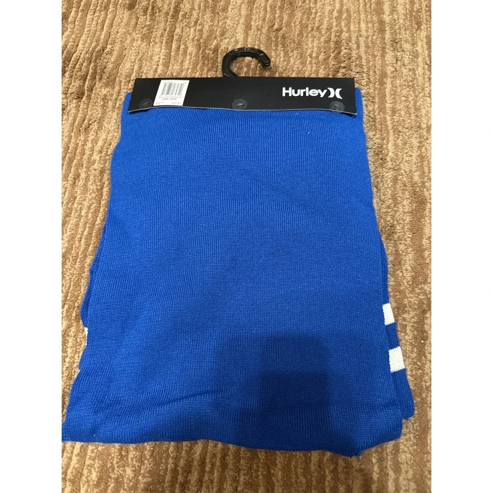 Hurley Beanie and Scarf Set‎ Blue White Striped Knit Winter Hat $25 NWT